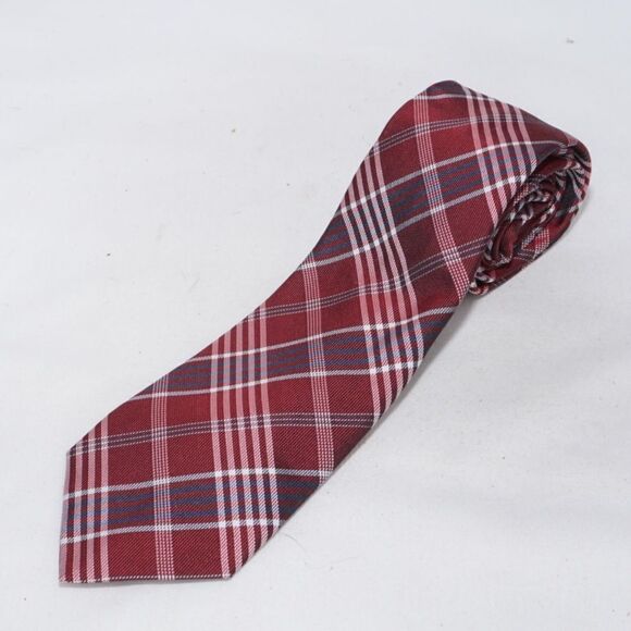 Vince Camuto Red Plaid Silk Tie - Picture 3 of 4